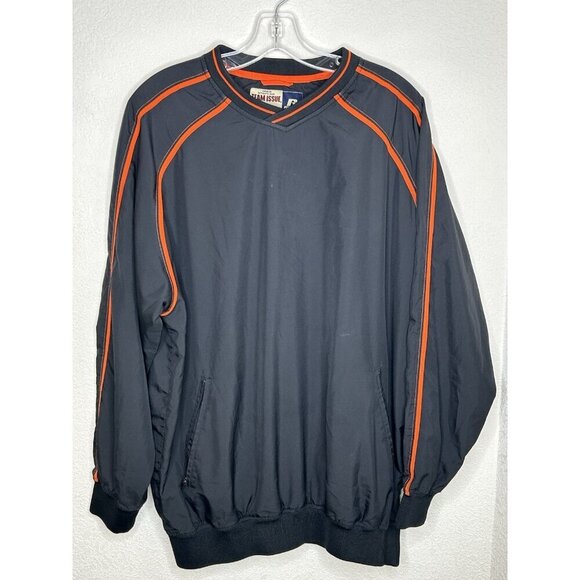 Russell Athletic Windbreaker Men M Team Issue Black Orange Pullover Warm Up Golf - Picture 1 of 16